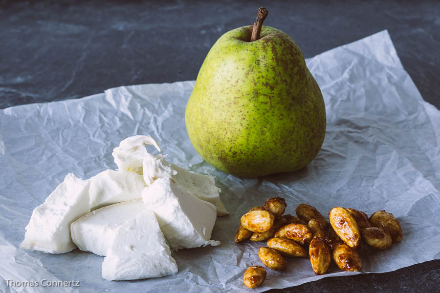 Birne Ziegenkaese Gebrannte Mandeln
